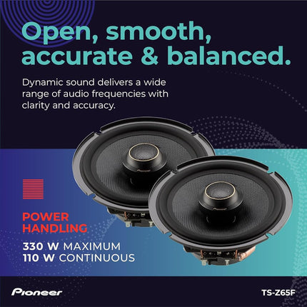 Altavoces coaxiales de rango completo de 2 vías PIONEER TS-Z65F de 6.5"