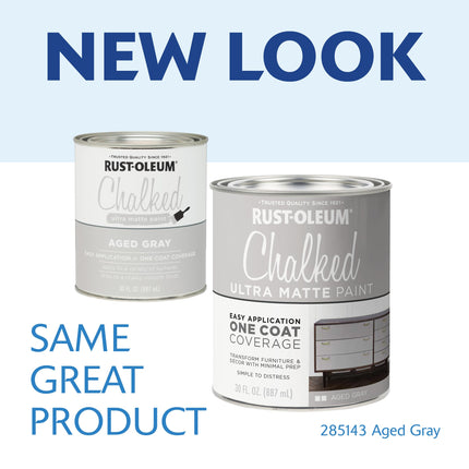 Pintura ultra mate tiza Rust-Oleum Aged Gray todo en uno | Cobertura en una sola capa | No requiere imprimación, lijado ni capa superior | Fácil limpieza | Hecho en EE. UU. | 850 g | Paquete de 2