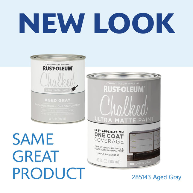 Rust-Oleum Aged Gray Chalked All-in-One Ultra Matte Paint | One Coat Coverage | No Primer, Sanding, Or Topcoat Needed | Easy Clean Up | Made in USA | 30 OZ | 2 Pack
