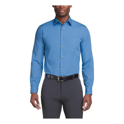 Van Heusen Men's Dress Shirt Regular Fit Poplin Solid, Pacifico, 17.5" Neck 36"-37" Sleeve