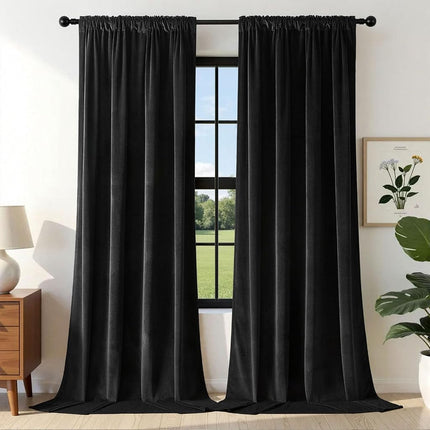 Joydeco Velvet Curtains 108 inches Long 2 Panels, 