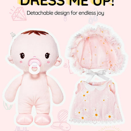 LeyaDoll Soft Plush Baby Doll Set 9'', First Baby Doll Accessories