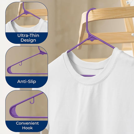 SereneLife, Plastic Hangers Space Saving Hangers Durable Heavy Duty Clothes Hanger Set Ideal for Laundry/Daily Use,Holds Up to 5.5 Lbs.Hangers for Coats, Jackets, Pants & Dress (150 Pieces)