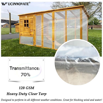 UCINNOVATE 12Mil Clear Tarp 6x10FT 2-Pack - Heavy Duty Waterproof Reinforced 12x12 Weave, Tear Resistant Poly Tarps with Grommets for Greenhouse, Garden, Chicken Coop, Outdoor