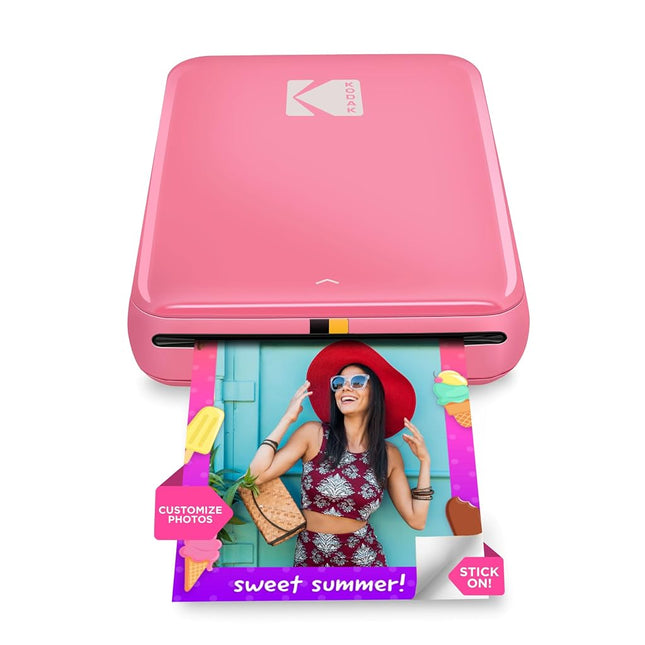 KODAK Step Instant Photo Printer with Bluetooth/NFC, Zink Technology & KODAK App for iOS & Android (Pink) Prints 2x3� Sticky-Back Photos.
