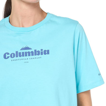 Columbia Women's North Cascades Relaxed Tee, Aquamarine/Elevated High, 1X Plus