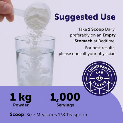 Micro Ingredients Glycine Powder, 1KG (2.2 Pounds), Glycine 1000mg Per Serving, Water Soluble and Product of USA