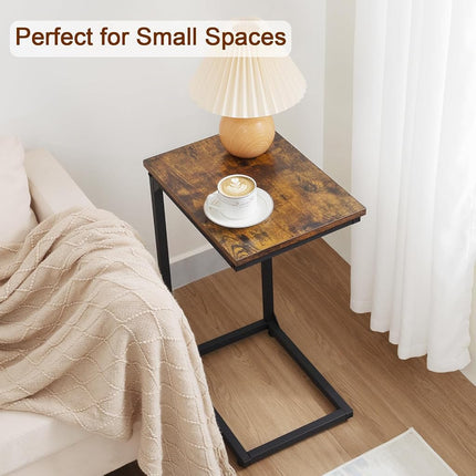 AMHANCIBLE C Shaped End Table, Couch Tables that Slide Under