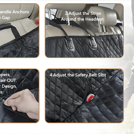 ANOSOSPECIAL Dog Car Seat Cover for Back Seat Cover for Kids ISOFIX,Non Stick Fur Rear Seat Protector for Pet,Nonslip Waterproof Durable Interior Backseat Covers for Auto Van SUV(Large,Black)