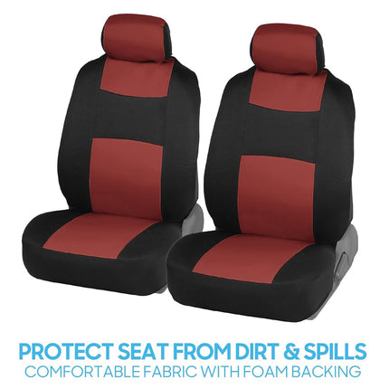 BDK PolyPro Car Seat Covers Full Set in Terracotta on Black, Front and Rear Split Bench Seat Covers for Cars, Easy to Install Car Seats Cover Set and Accessories for Auto Trucks Van SUV - Terracotta