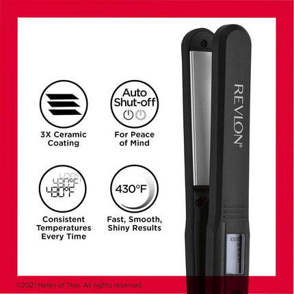 Revlon Rvst2082 Tourmaline Ceramic Digital Straightener, 1 Inch, Black