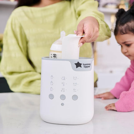 Tommee Tippee New 3 in 1 Advanced Bottle & Pouch Warmer, Breast Milk Safe, Formula Safe, Accurate Temperature Control, BPA Free - White