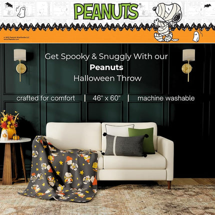 Franco Collectibles Peanuts Halloween Bedding Super Soft Cozy Plush Throw, 46 in x 60 in, (Officially Licensed Product)
