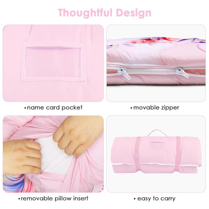 Unicorn Rainbow Sleeping Bag Nap Mat Removable Pillow,Slumber Bag Christmas