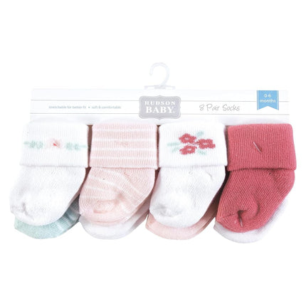 Hudson Baby Unisex Baby Cotton Rich Newborn and Terry Socks, Tiny Flowers, 0-6 Months, Tiny Flowers, 0-6 Months