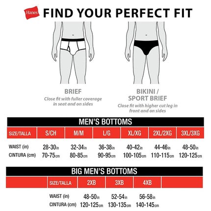 Hanes Men's Moisture-Wicking Cotton Briefs, Available in White and Black, Multi-Packs Available, Black - 9 Pack, XL