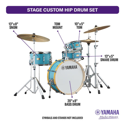 Yamaha Stage Custom Hip - Matte Surf Green Casco de 4 piezas en una caja SBP0F4HMSG