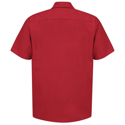 Red Kap Men's Industrial Work Shirt, Regular Fit, Short Sleeve Utility Button, L Red