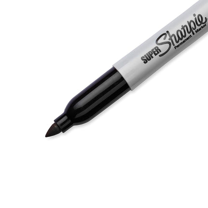 Sharpie 30101PP Marqueur Permanent Super, Pointe Fine, Écrit sur Papier et Plastique, Résiste à la Décoloration et à l'Eau, Certifié AP, Couleur Noire, Lot de 1