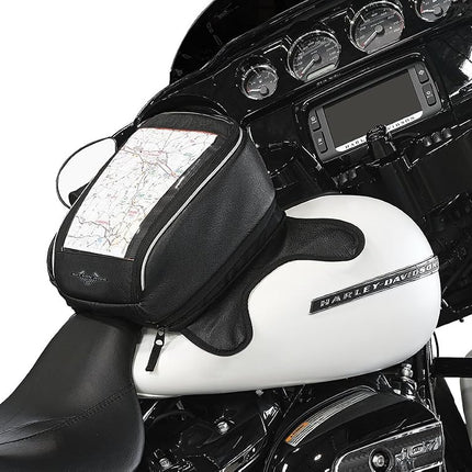 Nelson-Rigg NR-150 Route 1 Journey Highway Cruiser Magnetic Tank Bag, fits Harley Davidson, Indian, Honda, Yamaha, Suzuki and more, Black/Grey