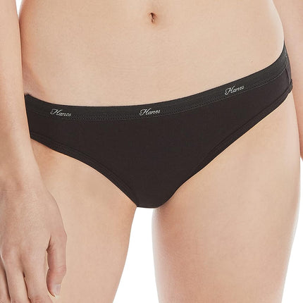 Hanes Women's Tagless All Day Comfort Cotton Bikini Panties, Black, 6