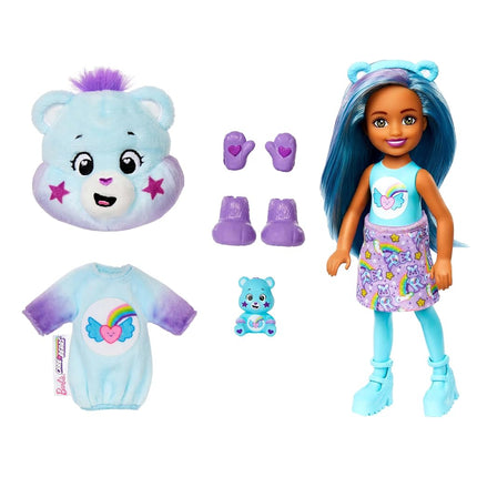 Barbie Cutie Reveal Care Bears Chelsea Small Doll & Accessories, Series 2 with Plush Costume & 6 Surprises Including Color Change (Styles May Vary), JGH75