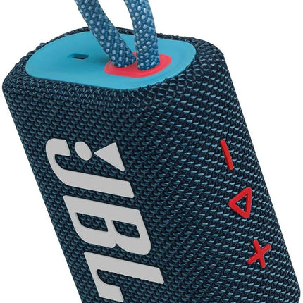 JBL Go 3 Portable Waterproof Wireless Bluetooth Speaker Bundle with Premium Carry Case (Blue Pink)