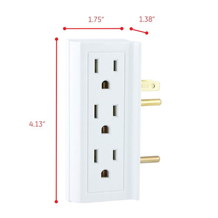 GE 6-Outlet Extender, 3 Pack, Side Access Wall Tap, 3-Prong, Multiple Plug, Vertical Power Splitter, Cruise Essentials, Use for Home Office School Dorm Garage, White, 48662