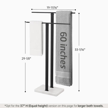 KES Standing Towel Rack, 2-Tier Towel Racks for Bathroom Freestanding with Marble Base, Towel Stand Stainless Steel SUS304 Matte Black, BTH217-BK
