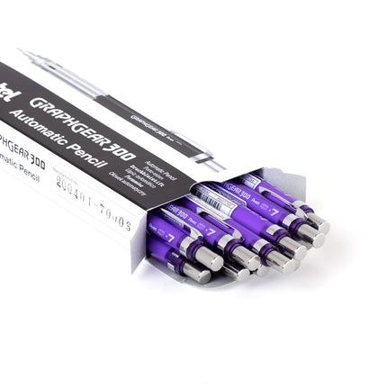 Pentel GraphGear 300 Mechanical Pencil, Box of 12 Pencils, violet, 0.7mm