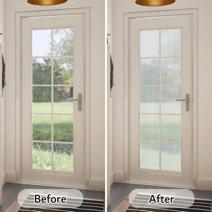 VELIMAX Reeded Glass Privacy Film, Frosted Window Vinyl, 3D Decorative Window Decals Non Adhesive for Bathroom, Living Room 23.6x157.4 inches