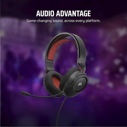 Corsair HS35 v2 Multiplatform Wired Gaming Headset � Flexible Omni-Directional Microphone � Universal 3.5mm Connection � PC, Mac, PS5, PS4, Xbox, Nintendo Switch, Mobile � Red