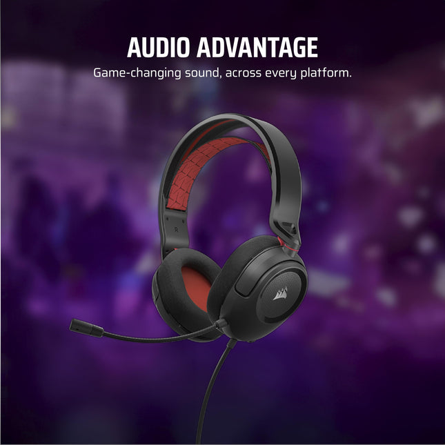 Corsair HS35 v2 Multiplatform Wired Gaming Headset � Flexible Omni-Directional Microphone � Universal 3.5mm Connection � PC, Mac, PS5, PS4, Xbox, Nintendo Switch, Mobile � Red