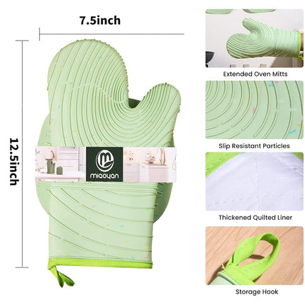4 Piece Silicone Oven Mitts and Pot Holders, Heat Resistant up to 500F, Non-Slip Texture, Transparent Silicone, Essential for Cooking and Baking (makal-lv)