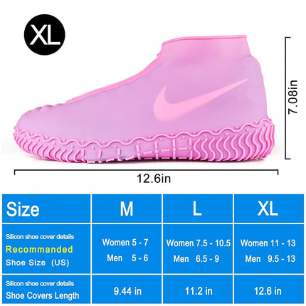 Shiwely Waterproof Shoe Covers, Silicone Reusable Shoe Cover Non-slip Durable Zipper Elastic Rain Cover Protection for Men Women (XL (Women 10-13.5, Men 11.5-14), Pink)