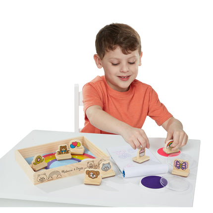Melissa & Doug Mi Primer Set de Sellos de Madera - Favoritos (8 Sellos con Asa, 2 Almohadillas de Tinta Lavables)