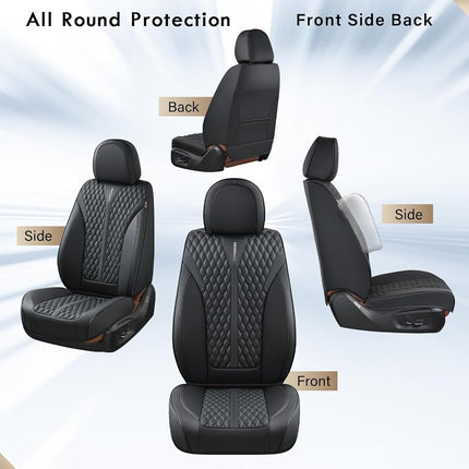 Fundas de Asiento Delantero Coverado, Fundas de Asiento Impermeables, Fundas de Asiento de Coche de Cuero Nappa, 2 Paquetes, Fundas de Asiento Negras para Coche, Protector de Asiento de Coche Universal para la Mayoría de Coches y Camionetas