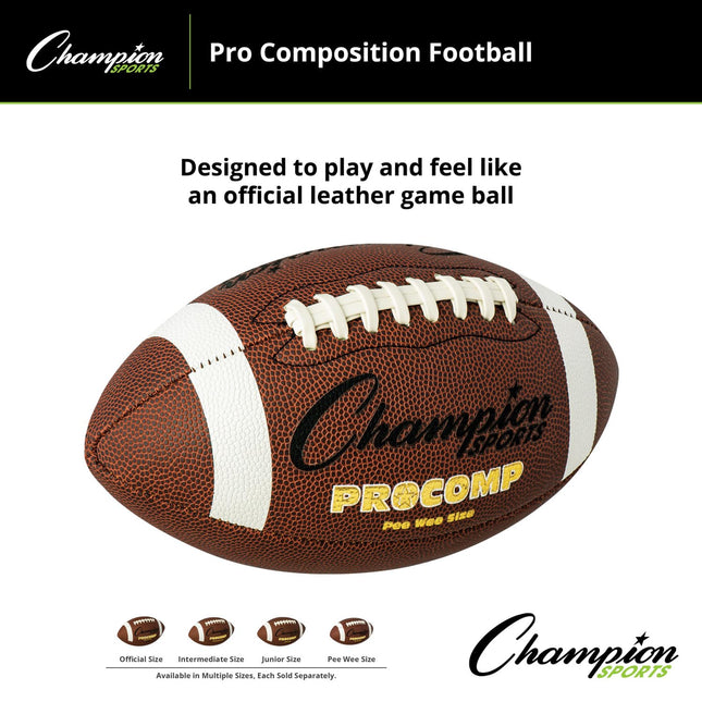 Balón de fútbol americano Champion Sports Pro Comp, tamaño Pee Wee