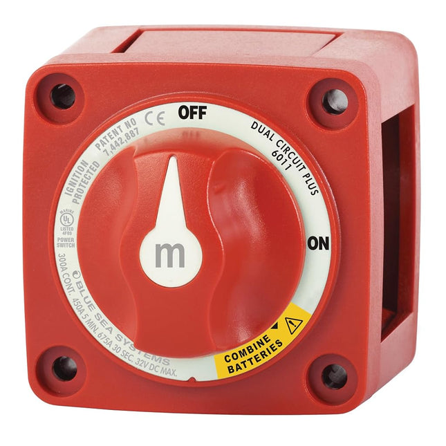 Blue Sea Systems 6011 m-Series Battery Switch Dual Circuit Plus, Red