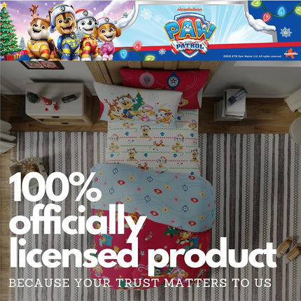 Paw Patrol Holiday & Christmas Soft Comforter and Sheet Set with Sham, 5 Piece Twin Size (Official Licensed Product) Franco