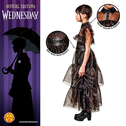 Rubies 1000886XL000 Wednesday Rave 'N Dance Costume Addams Adult Fancy Dress, Girls,14-16 Years Halloween Halloween
