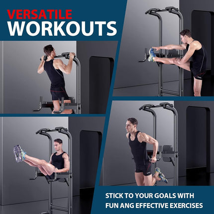 K KiNGKANG Power Tower Adjustable Height Pull Up & Dip Station Multi-Function Home Strength Training Fitness Workout Station for Home Gym (X)
