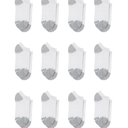 Hanes Boys' Extra Durable Ankle Socks Multipack, White, Large