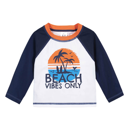 Conjunto de traje de baño de manga larga tipo rashguard para niños pequeños Gerber, Playa Azul, 12 meses
