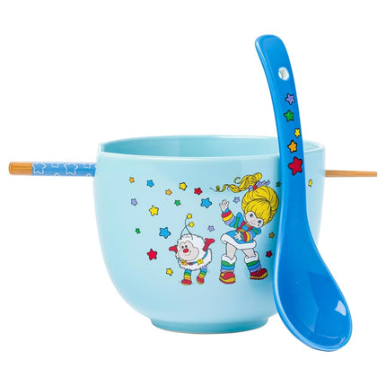 Cuenco de ramen de cerámica Silver Buffalo Rainbow Brite y Twink con palillos y cuchara, 591 ml