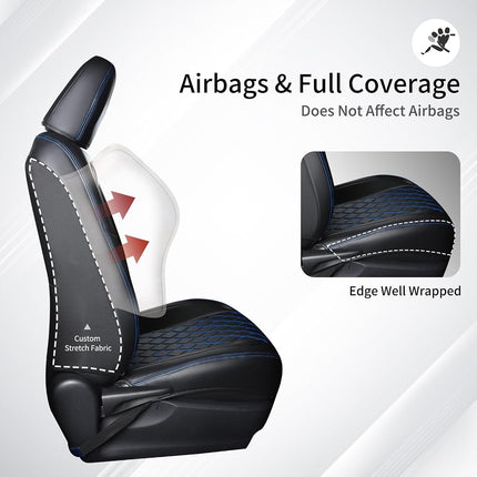 Huidasource Custom Fit RAV4 Car Seat Covers Front&Rear Full Set, Waterproof Leather Car Seat Protector Covers Fit for 2013-2018 Toyota Rav4 XLE LE XLE Premium Limited (Not for Hybrid, Black&Blue)