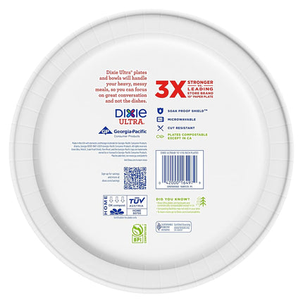 Glattol Dixie Ultra Paper Plates, 10 1/16 inch, Dinner Size Printed Disposable Plate, 172 Count (4 Packs of 43 Plates), Packaging and Design May Vary