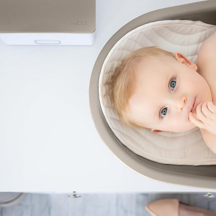 Ubbi Baby Changing Pad, Easy to Clean with Detachable Base, Lightweight, Waterproof Foam, includes Safety Strap and Non-Skid Feet, Taupe