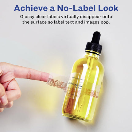 Avery Glossy Clear Cigar Labels with Sure Feed, 1.5" x 7.75", 500 Glossy Clear Labels, Print-to-The-Edge, Laser/Inkjet Printable Labels