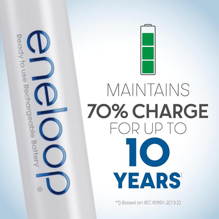 Eneloop Panasonic BK-3MCCA10FA AA 2100 Cycle Ni-MH Pre-Charged Rechargeable Batteries, 10-Battery Pack